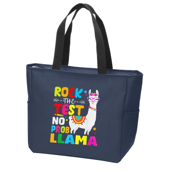 Testing Day Rock The Test Teaching No Prob Llama Teacher Zip Tote Bag