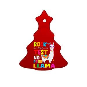 Testing Day Rock The Test Teaching No Prob Llama Teacher Ceramic Tree Ornament