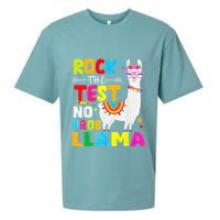 Testing Day Rock The Test Teaching No Prob Llama Teacher Sueded Cloud Jersey T-Shirt