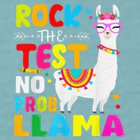 Testing Day Rock The Test Teaching No Prob Llama Teacher Sueded Cloud Jersey T-Shirt