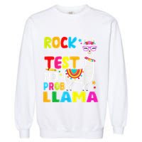Testing Day Rock The Test Teaching No Prob Llama Teacher Garment-Dyed Sweatshirt