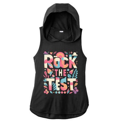 Testing Day Rock The Test Motivational Teacher Student Ladies PosiCharge Tri-Blend Wicking Draft Hoodie Tank