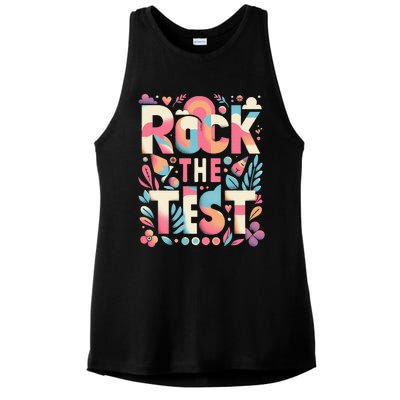 Testing Day Rock The Test Motivational Teacher Student Ladies PosiCharge Tri-Blend Wicking Tank