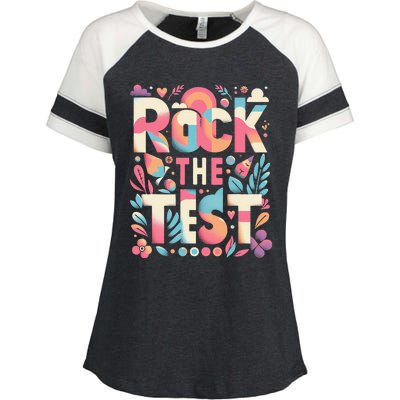 Testing Day Rock The Test Motivational Teacher Student Enza Ladies Jersey Colorblock Tee