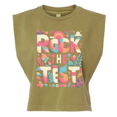 Testing Day Rock The Test Motivational Teacher Student Garment-Dyed Women's Muscle Tee