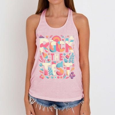 Testing Day Rock The Test Motivational Teacher Student Women's Knotted Racerback Tank