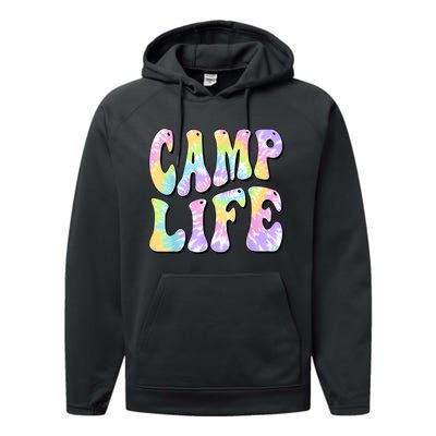 Tie Die Retro Camping Summer For Girl Summer Camp Life Gift Performance Fleece Hoodie