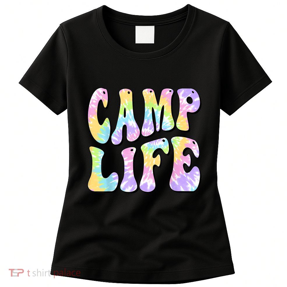 Tie Die Retro Camping Summer For Girl Summer Camp Life Gift Womens T-Shirt