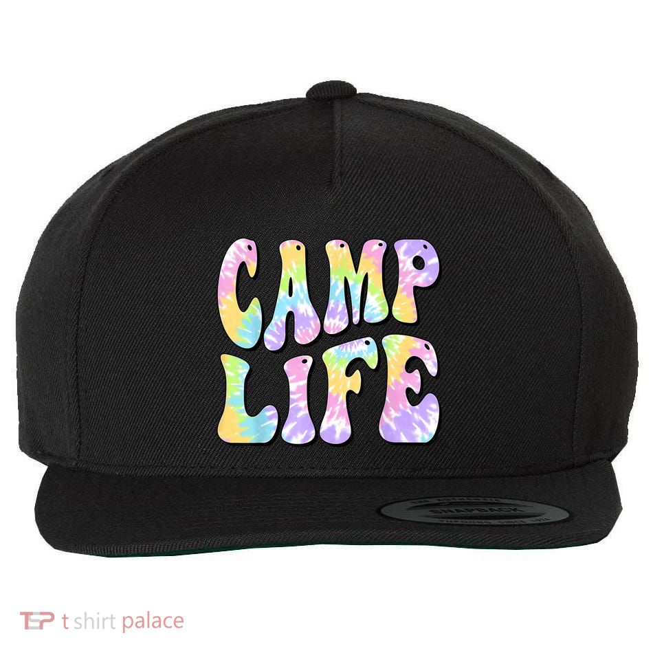 Tie Die Retro Camping Summer For Girl Summer Camp Life Gift Wool Snapback Cap