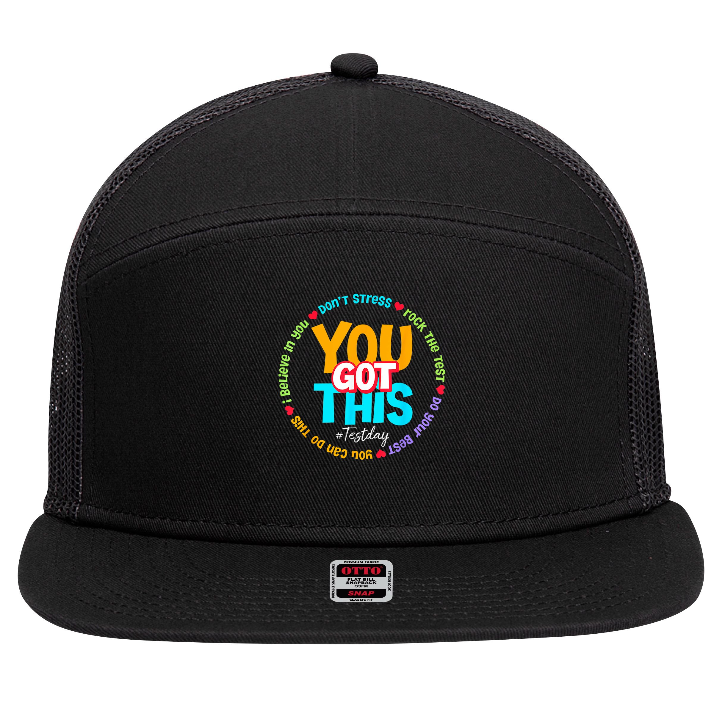 Test Day Rock The Test Testing Day You Got This  7 Panel Mesh Trucker Snapback Hat
