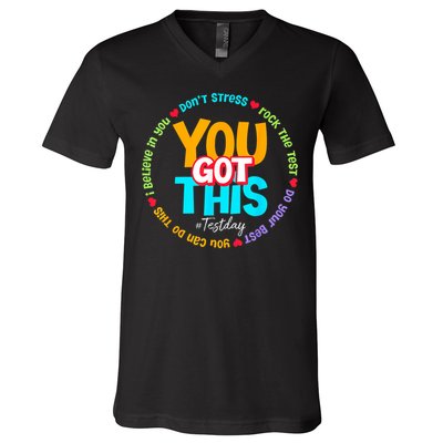 Test Day Rock The Test Testing Day You Got This  V-Neck T-Shirt