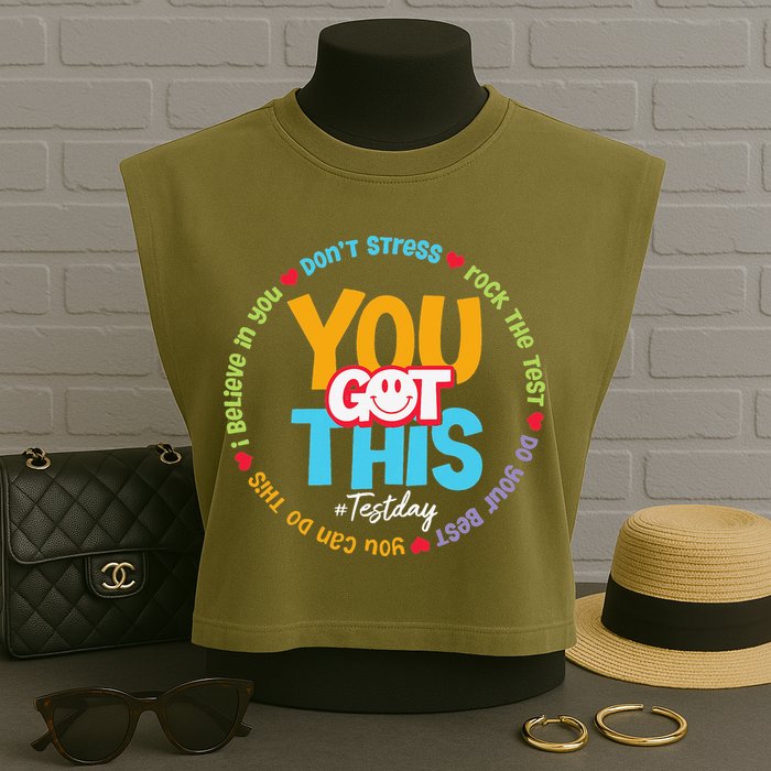 Test Day Rock The Test Teacher Testing Day You Got This Garment-Dyed Women's Muscle Tee
