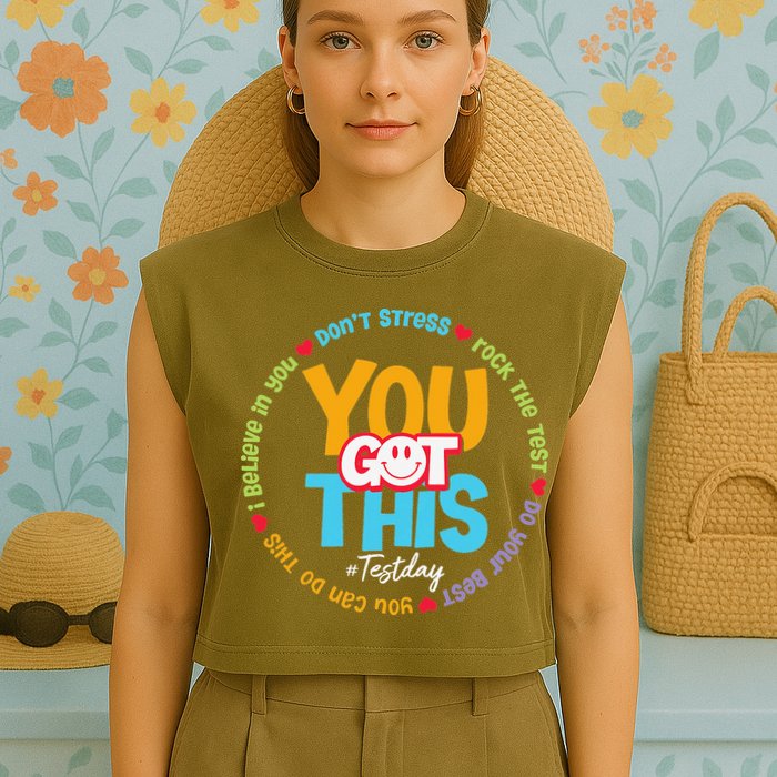 Test Day Rock The Test Teacher Testing Day You Got This Garment-Dyed Women's Muscle Tee