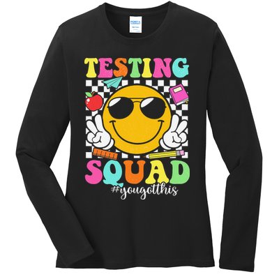 Test Day Rock The Test Teacher Testing Day You Got This Ladies Long Sleeve Shirt