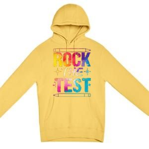 Tie Dye Rock The Test Happy Testing Day Teacher Appreciation Premium Pullover Hoodie