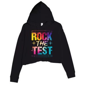 Tie Dye Rock The Test Happy Testing Day Teacher Appreciation Crop Fleece Hoodie