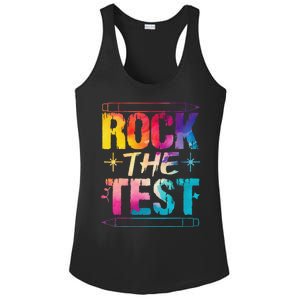 Tie Dye Rock The Test Happy Testing Day Teacher Appreciation Ladies PosiCharge Competitor Racerback Tank