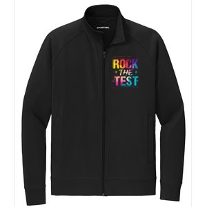 Tie Dye Rock The Test Happy Testing Day Teacher Appreciation Stretch Full-Zip Cadet Jacket