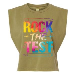 Tie Dye Rock The Test Happy Testing Day Teacher Appreciation Garment-Dyed Women's Muscle Tee