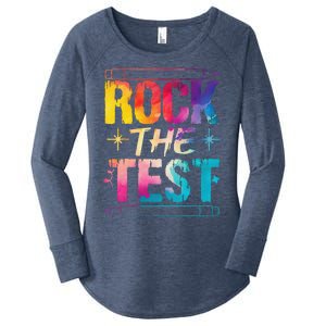 Tie Dye Rock The Test Happy Testing Day Teacher Appreciation Women's Perfect Tri Tunic Long Sleeve Shirt