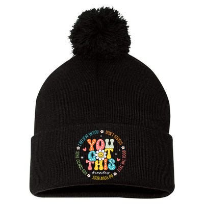 Test Day Rock The Test Teacher Testing Day You Got This Pom Pom 12in Knit Beanie