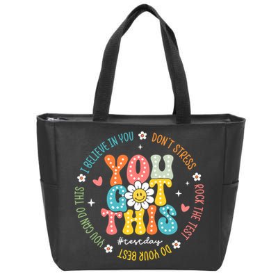 Test Day Rock The Test Teacher Testing Day You Got This Zip Tote Bag