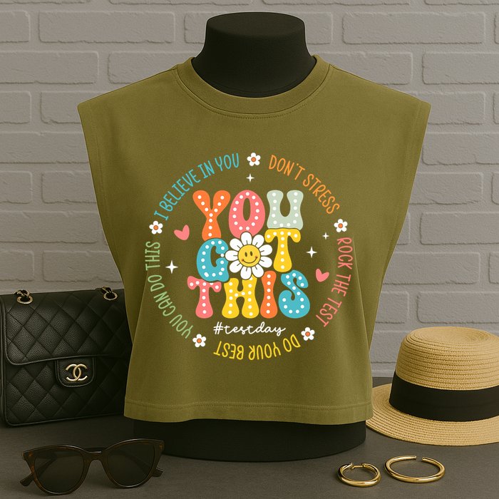 Test Day Rock The Test Teacher Testing Day You Got This Garment-Dyed Women's Muscle Tee