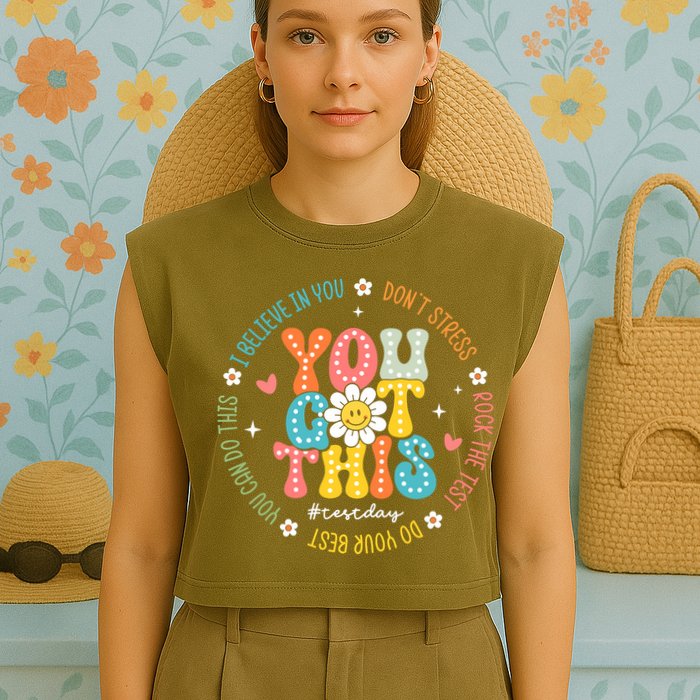 Test Day Rock The Test Teacher Testing Day You Got This Garment-Dyed Women's Muscle Tee