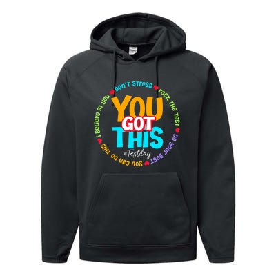 Test Day Rock The Test Teacher Testing Day You Got This Performance Fleece Hoodie