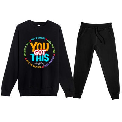 Test Day Rock The Test Teacher Testing Day You Got This Premium Crewneck Sweatsuit Set