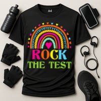 Test Day Rock The Test Teacher Day Rainbow Teacher Cooling Performance Crew T-Shirt
