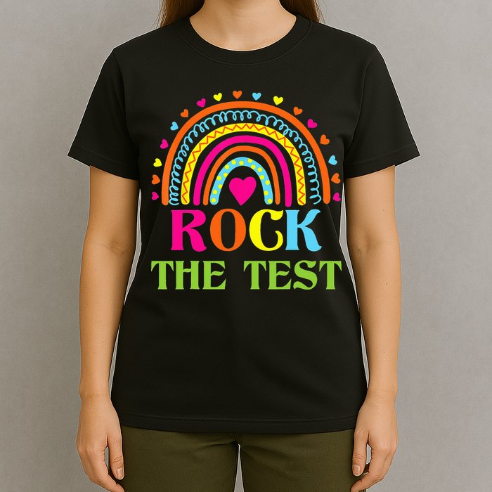 Test Day Rock The Test Teacher Day Rainbow Teacher T-Shirt