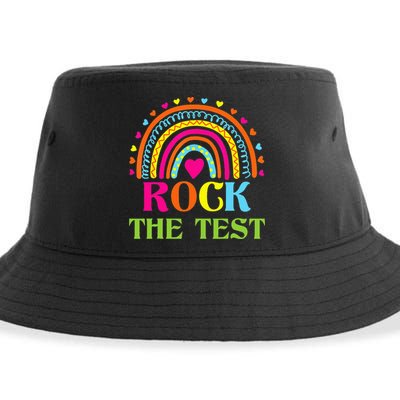 Test Day Rock The Test Teacher Day Rainbow Teacher Sustainable Bucket Hat
