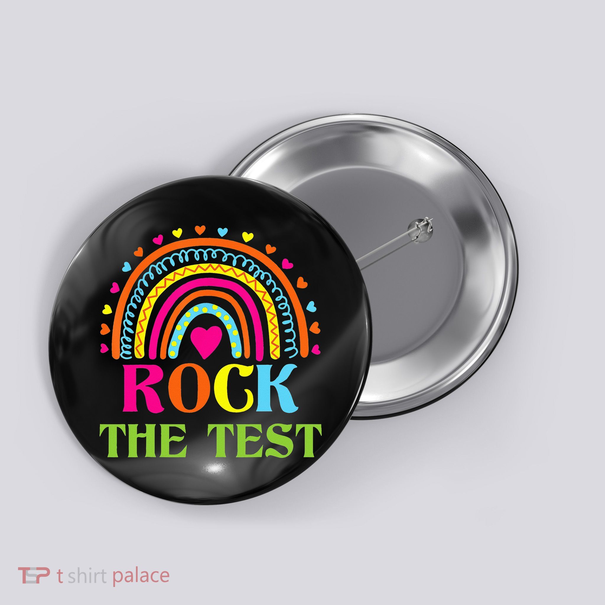 Test Day Rock The Test Teacher Day Rainbow Teacher Button