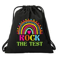 Test Day Rock The Test Teacher Day Rainbow Teacher Drawstring Bag