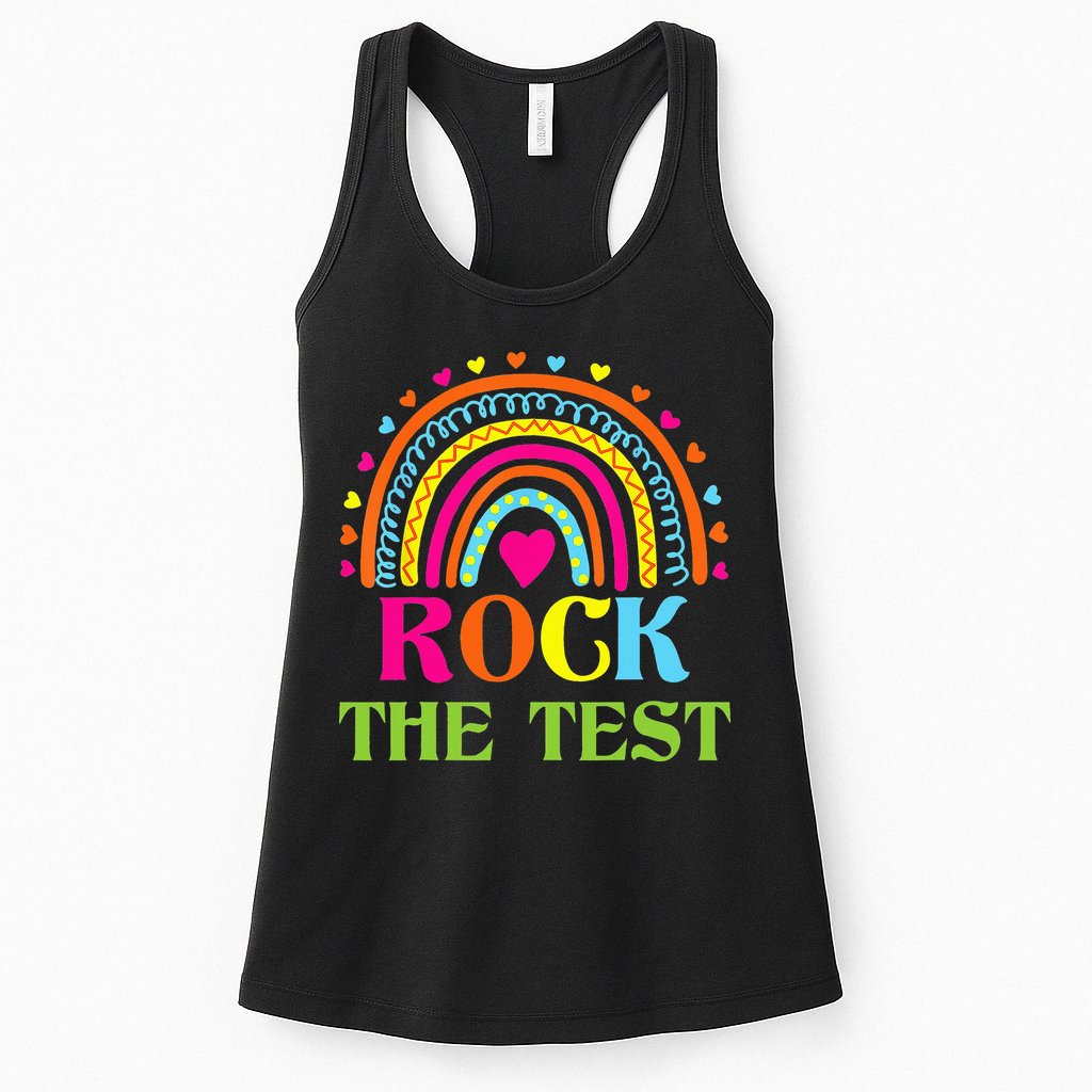 Test Day Rock The Test Teacher Day Rainbow Teacher Womens Tank Top