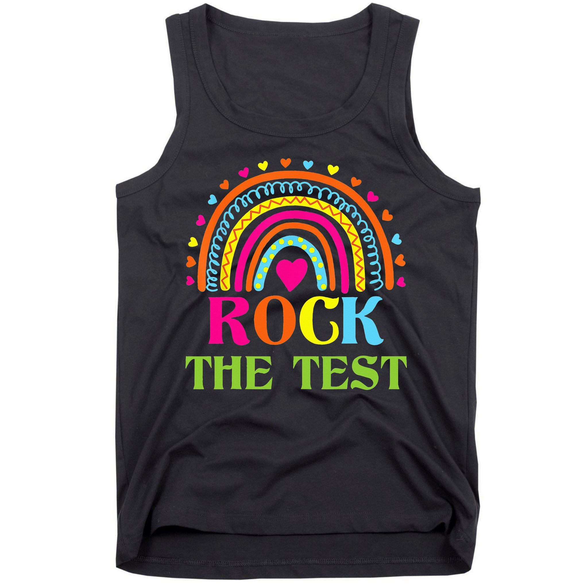 Test Day Rock The Test Teacher Day Rainbow Teacher Tank Top