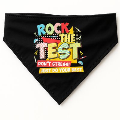 Test Day Rock The Test Dont Stress Do Your Best Teacher USA-Made Doggie Bandana