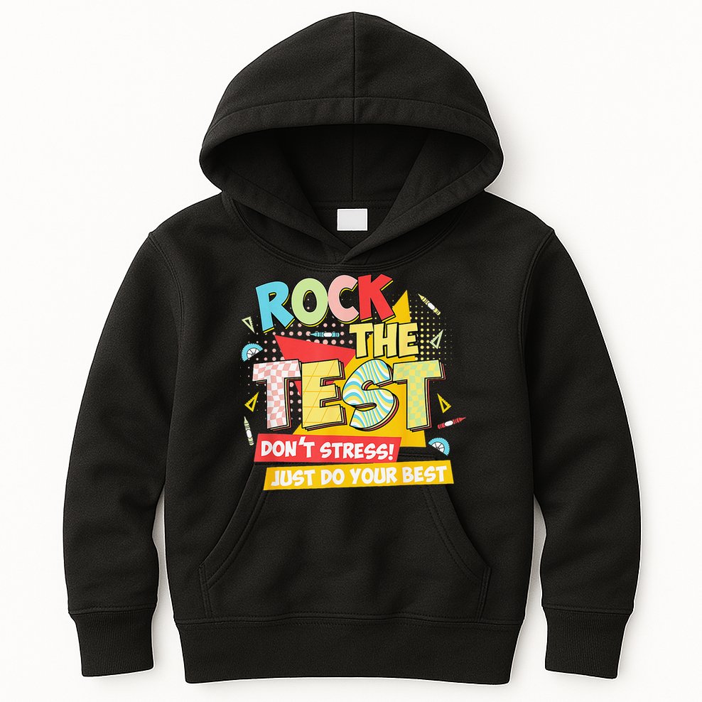 Test Day Rock The Test Dont Stress Do Your Best Teacher Kids Hoodie