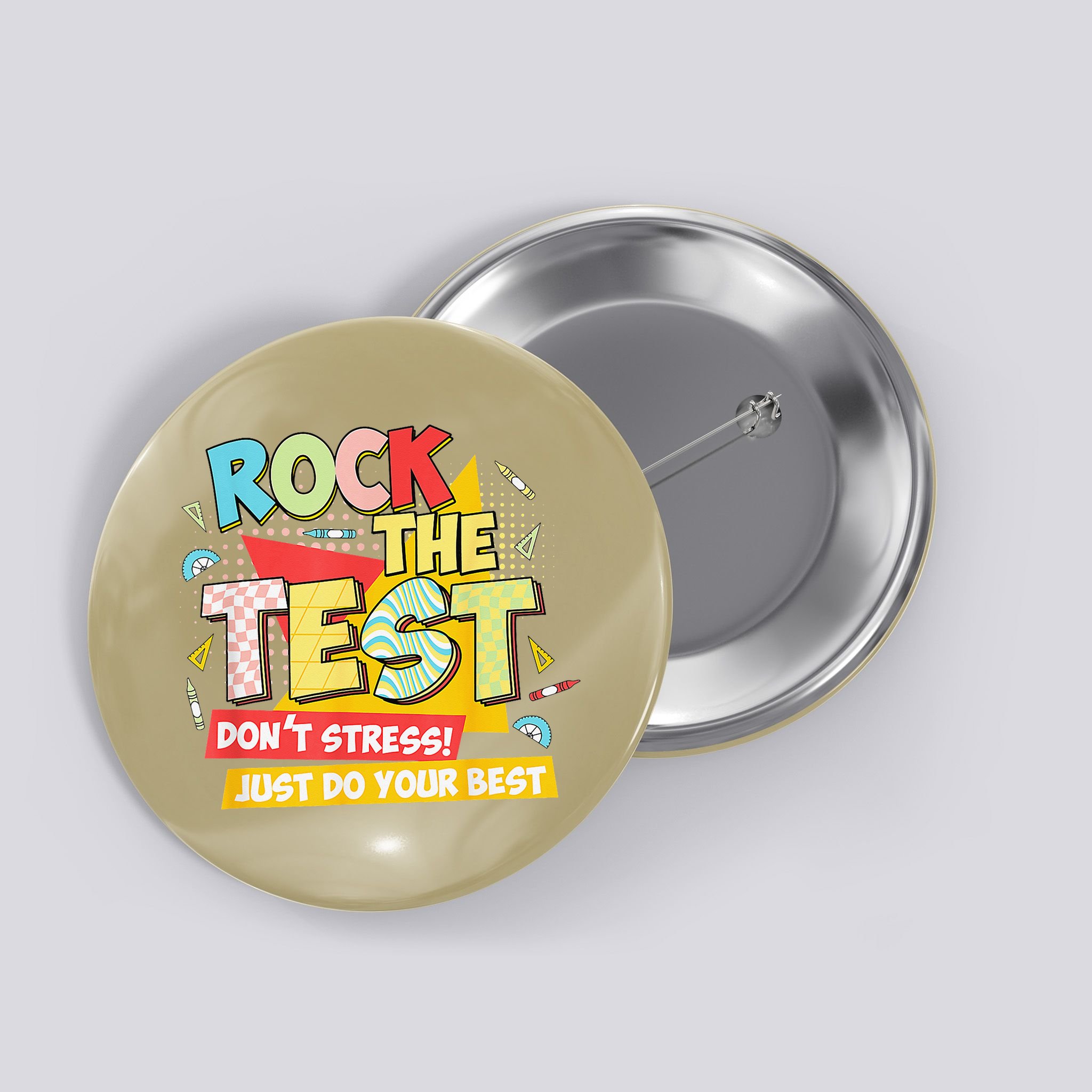 Test Day Rock The Test Dont Stress Do Your Best Teacher Button