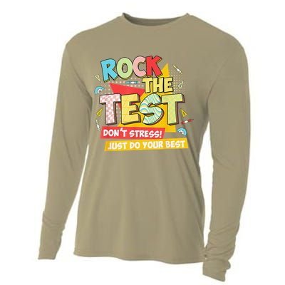 Test Day Rock The Test Dont Stress Do Your Best Teacher Cooling Performance Long Sleeve Crew