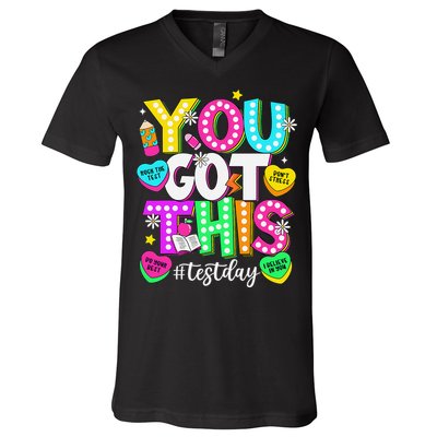 Test Day Rock The Test Teacher Testing Day You Got This V-Neck T-Shirt