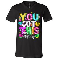 Test Day Rock The Test Teacher Testing Day You Got This V-Neck T-Shirt
