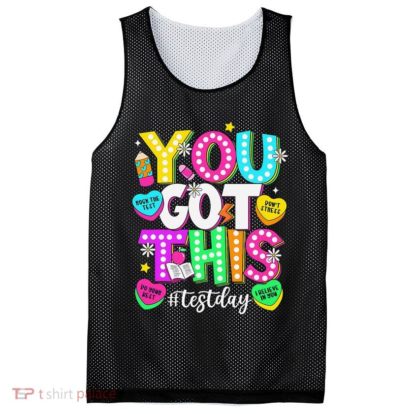 Test Day Rock The Test Teacher Testing Day You Got This Mesh Reversible Basketball Jersey Tank