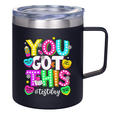 Test Day Rock The Test Teacher Testing Day You Got This 12oz Stainless Steel Coffee Mug