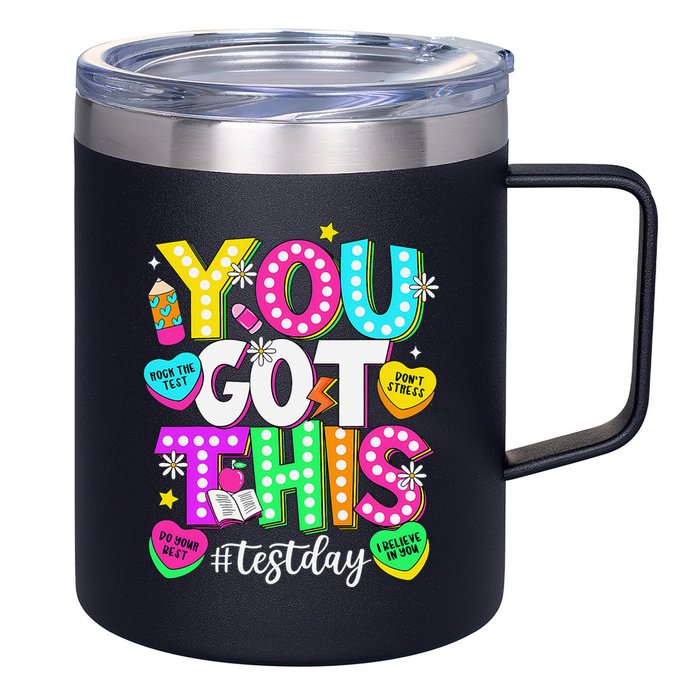 Test Day Rock The Test Teacher Testing Day You Got This 12oz Stainless Steel Coffee Mug