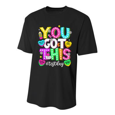 Test Day Rock The Test Teacher Testing Day You Got This Youth Performance Sprint T-Shirt