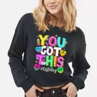 Test Day Rock The Test Teacher Testing Day You Got This Cropped Pullover Crew