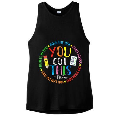 Test Day Rock The Test Teacher Testing Day You Got This Ladies PosiCharge Tri-Blend Wicking Tank