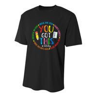Test Day Rock The Test Teacher Testing Day You Got This Youth Performance Sprint T-Shirt